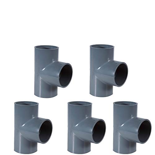 PVC Rohr und Rohrverbinder Ø 50 mm Winkel Kniestück Muffen T-Stück Kappen Fittings (5 x T-Stücke) von EXCOLO