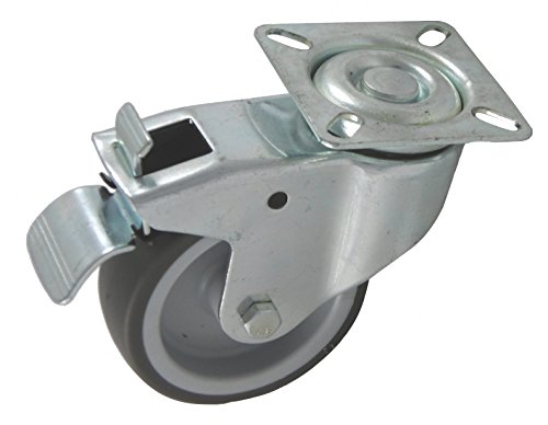 Apparaterollen Rad aus Gummi grau Befestigung Loch Platte oder Rückenloch Radduchemesse 50 75 100 mm als Bockrollen Lenkrolle Bremse Transportrolle (Lenkrolle + Bremse 50 mm) von EXCOLO