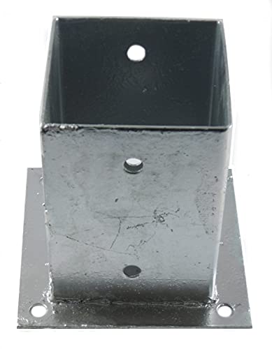 Aufschraubhülse 150mm Pfostenträger Bodenhülse Verzinkt als Bodenhülse auf Beton oder festen Untergrund für Zaunträger Hülse Bodenplatte Anker (quadratisch 120 x 120 mm) von EXCOLO