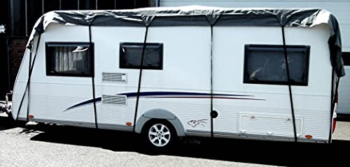 EXCOLO Dachabdeckung Dachplane Dachschutz als Plane Abdeckung Garage für Wohnwagen oder Wohnmobil Caravan Reisemobil in grau 3,0m breit in verschiedenen Längen (6,5m x 3,0m) von EXCOLO