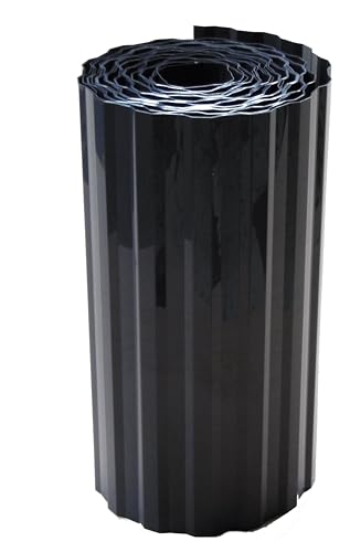 EXCOLO Mähkante Wellenform Trapezwelle 30cm hoch 9m lang in grau anthrazit als Rasenkante Beeteinfassung Beetumrandung Rasenbegrenzung Raseneinfassung Krötenzaun Krötenbarriere von EXCOLO