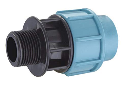 EXCOLO Original PP-Verbinder für 40 mm PE-Rohr Verschraubung Winkel Kupplung Endkappe Verbund Fitting Fittings Formteil (Adapter 40mm x 1 1/4" Außen) von EXCOLO