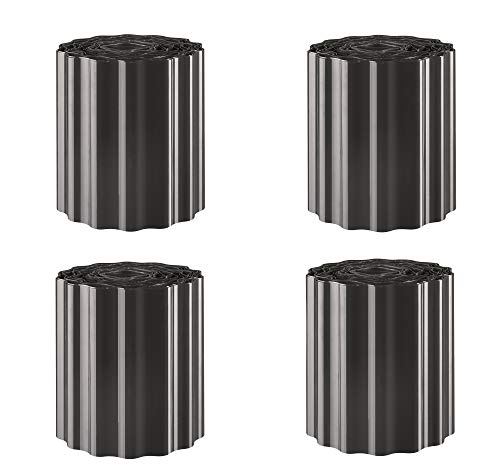 EXCOLO Rasenkante Beeteinfassung Beetumrandung Mähkante Rasenbegrenzung Raseneinfassung 36 Meter lang, 20 cm hoch, Farbe: Grau Anthrazit von EXCOLO