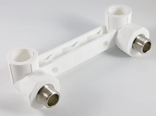 PP-R Rohr 20 mm Verbinder Winkel Kniestück Muffe T-Stück Fitting Fittings PPR (Montageeinheit 2x 20mm zu 1/2" AG) von EXCOLO