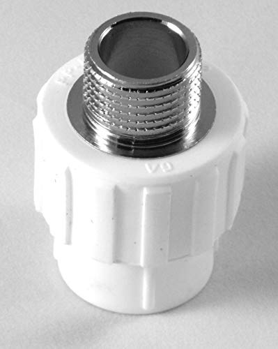 PP-R Rohr 25 mm Verbinder Winkel Kniestück Muffe T-Stück Fitting Fittings PPR (1 x Adap. 25mm zu 1/2" AG) von EXCOLO