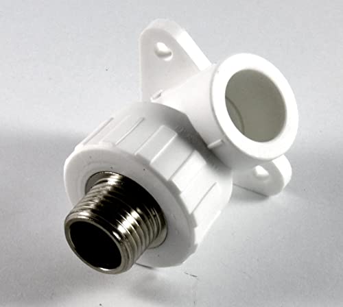 PP-R Rohr 25 mm Verbinder Winkel Kniestück Muffe T-Stück Fitting Fittings PPR (1 x Wandanschluss Winkel 1 x 25mm zu 1/2" AG) von EXCOLO