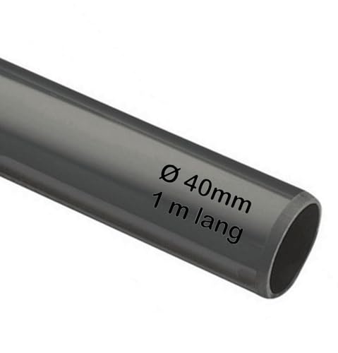 PVC Rohr Ø 40mm, 1m lang Kleberohr grau für Wasser und Abwasser z.B. Abfluß Waschmaschine von EXCOLO