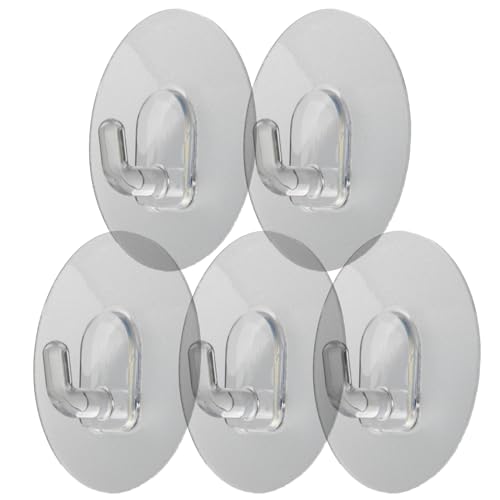 EXEHook Wandhaken Saugnapf/Selbstklebend für Küche, Bad, Caravan transparent (3Kg XS rund 5er Set) von EXEHook