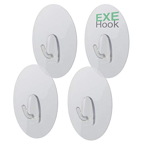 EXEHook Wandhaken Saugnapf/Selbstklebend für Küche, Bad, Caravan transparent (8cm 4Kg rund 4er Set) von EXEHook