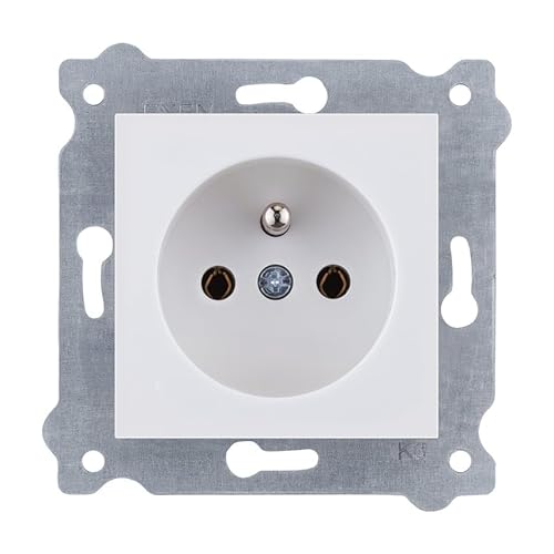 EXEN - Einzelne Steckdose mit Erdung Typ E Unterputz Weiß - 16A 250V Schraubklemmen - All-in-One Kompatibel mit Serien KARELL/ODAK/COMFORT - 241/01E von EXEN