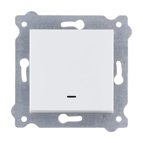 EXEN - Lichtschalter Unterputz 1-fach mit LED Kontrollleuchte - Einzelschalter Weiß - All-in-One Kompatibel mit Serien KARELL/ODAK/COMFORT von Marke EXEN - 201/01E von EXEN