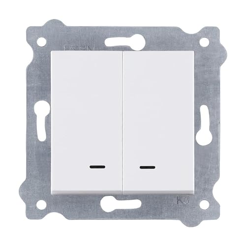 EXEN - Lichtschalter Unterputz 2-fach mit LED Kontrollleuchte - Doppelschalter Weiß - All-in-One Kompatibel mit Serien KARELL/ODAK/COMFORT von Marke EXEN - 203/01E von EXEN