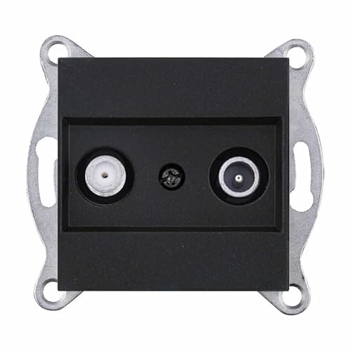 EXEN - TV-SAT Antennendose Enddose Unterputz Schwarz Metallic - Anschlussdose für TV SAT - All-in-One Kompatibel mit Serien KARELL/ODAK/COMFORT - 264/14E von EXEN