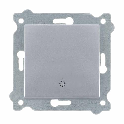 EXEN - Taster Unterputz 1-fach - Schalter mit Licht-Symbol Silber - All-in-One Kompatibel mit Serien KARELL/ODAK/COMFORT von Marke EXEN - 205/10E von EXEN