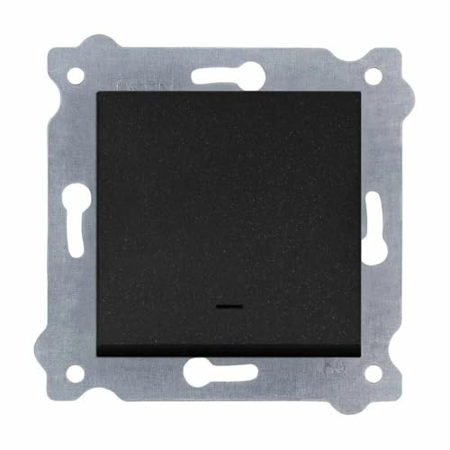 EXEN - Treppenschalter Unterputz 1-fach mit LED Kontrollleuchte - Passiver Wechselschalter Schwarz Metallic - All-in-One Kompatibel mit Serien KARELL/ODAK/COMFORT von Marke EXEN - 210/14E von EXEN