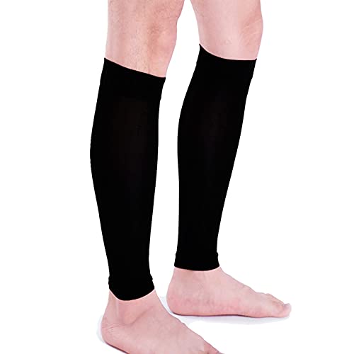 Kompressions-Wadenärmel Starke Unterstützung Kompressionssocken ohne Fuß Hohe Elastizität Polyestergewebe gegen Krampfadern Verbessert die Durchblutung Unisex 1 Paar, Schwarz, S (Schwarz XL) von EXENXA