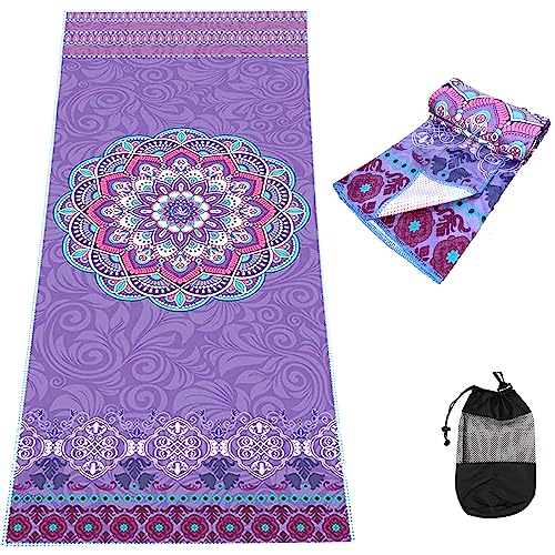 Extra großes Yoga-Handtuch188cm x 70 cm Gummigriff-Punkte, rutschfeste Unterseite, schnell trocknend, Fitness-Handtuch, Yoga-Matte, Handtuch für Hot Yoga, Pilates, Fitness, Meditation, Reisen von EXERCISE