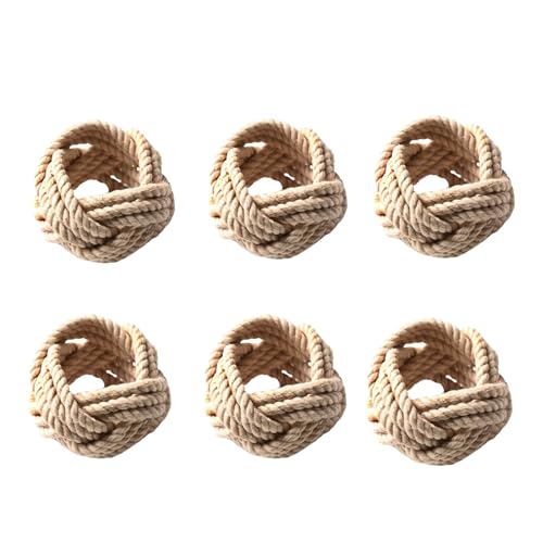 CosyAurora Jute-Seil Serviettenringe Rattan Geflochten, Handgewebte Natürliche Serviettenschlaufen, Tischdekoration für Dinnerpartys (Set mit 6 Stück) von EXERZ