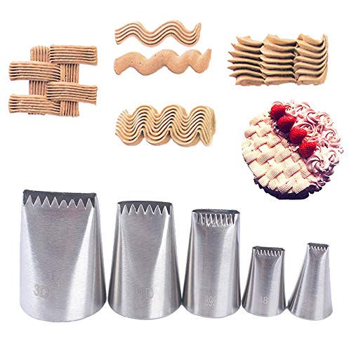 EXFEA 5 Teiliges Korbgeflechtoptik Spritztülle, Hochwertigen Edelstahl, Kuchen Einrichtungstipps,Korbgeflecht von BLUGUL