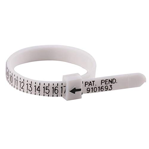 EXFEA US Ring Sizer Measure, Messgerät für Fingergrößen in Großbritannien und den USA, einstellbarer Finger - Messstab aus Kunststoff, 1 Stück von EXFEA