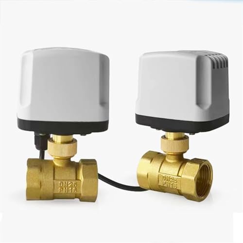 EXHOYAJB 1/2" 3/4" 1" 1-1/4" DN15-DN50 IP65 Wasserdichter motorisierter Kugelhahn 220V 12V 24V 3-Draht 2 Steuerung Messing elektrischer Kugelhahn(DC12V,DN32) von EXHOYAJB