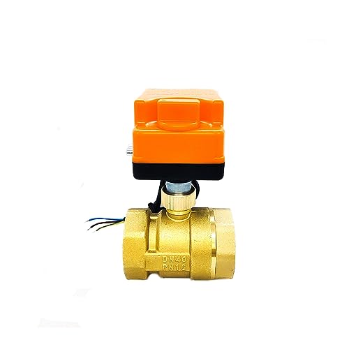 EXHOYAJB 1-1/2" motorisierter Kugelhahn 220V 12V 24V 3-Draht 2-Punkt-Steuerung Messing elektrischer Kugelhahn mit manuellem Schalter(12VDC) von EXHOYAJB