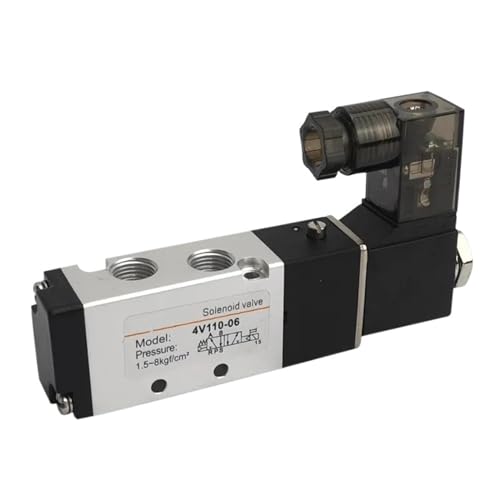 EXHOYAJB 4V110-06 Luft 2 Position 5 Wege Elektronische Pneumatik mit pneumatischem Stecker Magnetventil DC12V DC24V AC220v AC110V AC36V(with 8mm Fittings,AC110V) von EXHOYAJB