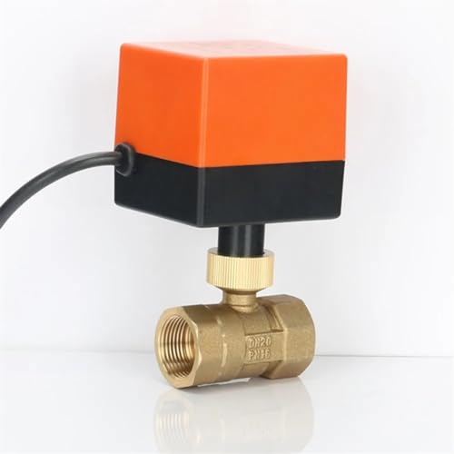 EXHOYAJB DN15-DN50 motorisierter elektrischer Kugelhahn 2-Wege-Messing-Kugelhahn AC220V DC12V 24V 2-Wege-3-Draht-2-Punkt-Steuerung for Gas, Wasser, Öl(DC24V,DN15) von EXHOYAJB