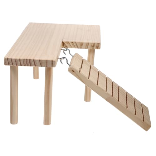 EXHUMKY 1 Satz Holz Hamster Spielzeugset Plattform mit Leiter für Hamsterkäfig Lustiges Kletterspielzeug für Kleintiere Geeignet für Hamster Zwerghamster und Andere Kleine Tiere von EXHUMKY