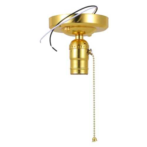 EXHUMKY 1 Satz Lampenfassung Retro Design mit Zugkette Einfach zu Installierender Lampensockel für Pendelleuchten Geeignet für Wohnräume und Restaurants Goldene Ausführung EXHUMKY 1 Satz Lampenfassung Retro Design mit Zugkette Einfach zu Installierender Lampensockel für Pendelleuchten Geeignet für Wohnräume und Restaurants Goldene Ausführung von EXHUMKY