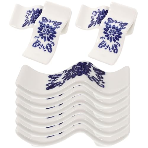 EXHUMKY 10 Stück Porzellan Essstäbchenhalter Dekorative Chopstick Rests Stilvoller Besteckständer für Zuhause und Restaurants Einzigartiges Design Pflegeleicht und Langlebig von EXHUMKY