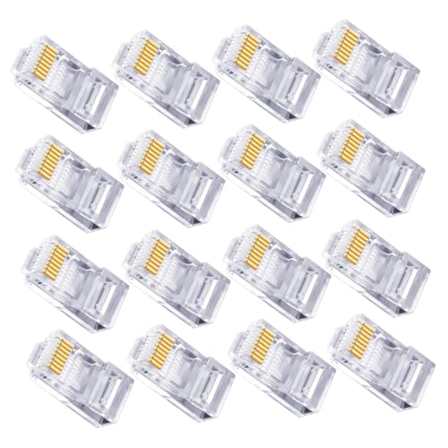 EXHUMKY 100 Stück Netzwerkstecker Cata Ethernet Kabel Crimp Verbinder Robust Gebogenfest Kompatibel mit Allen Geräten Kompakt und Leicht für Verlegekabel und Lan anwendungen von EXHUMKY