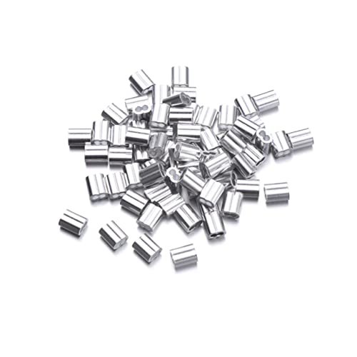 EXHUMKY 100Stücke Aluminium Crimp Schlaufe für Drahtseil Doppelte Löcher Korrosionsbeständig Langlebig zum Verbinden von Stahldrahtseilen Einfach zu Bedienen von EXHUMKY