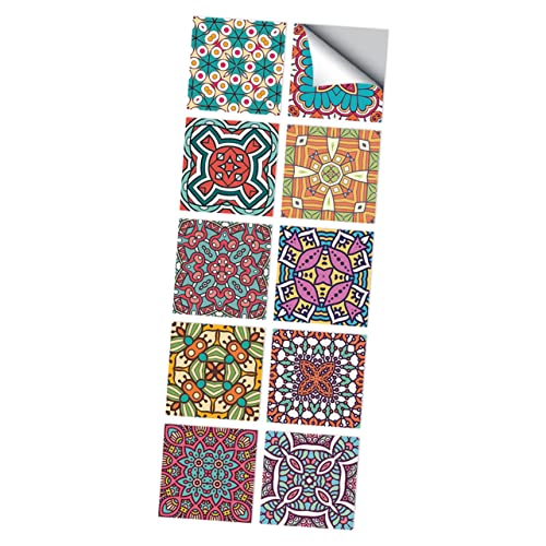 EXHUMKY 10Stücke Fliesenaufkleber Vintage Design Ölfeste Wandfliesen Sticker für Küche und Badezimmer Selbstklebend und Leicht Abziehbar von EXHUMKY