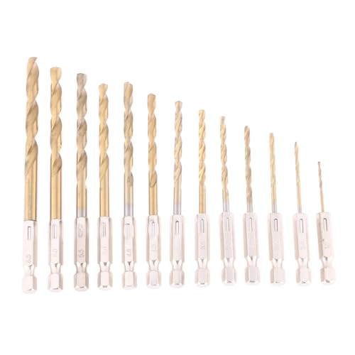 EXHUMKY 13 Stück Teiliges Titanium Nitride Beschichtetes Bohrer Set Schnelles Eindringen Sechskant Schaft Geeignet für Stahl Holz Kunststoff Schnelles Bitwechseln EXHUMKY 13 Stück Teiliges Titanium Nitride Beschichtetes Bohrer Set Schnelles Eindringen Sechskant Schaft Geeignet für Stahl Holz Kunststoff Schnelles Bitwechseln von EXHUMKY