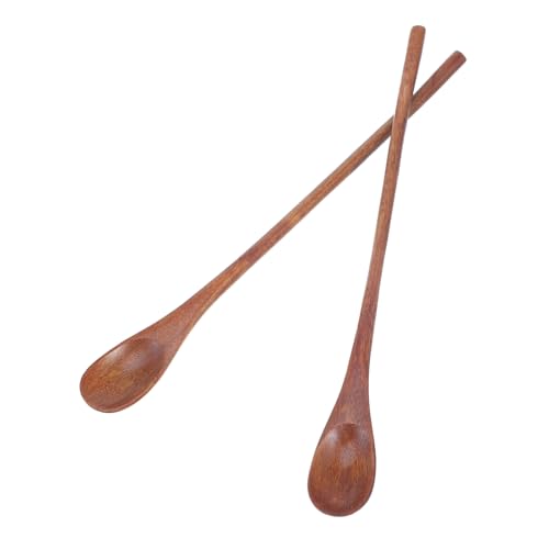 EXHUMKY 2 Stück Holz Rührlöffel mit Langem Griff Rustikale Mischungslöffel für Kaffee und Honig Handgefertigt Lebensmittelecht für Dessert und Buffet von EXHUMKY