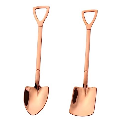 EXHUMKY 2 Stück Kreative Dessertlöffel Praktische Kaffeelöffel für Desserts Hochwertige Rührlöffel für Zuhause Büro und Cafés Stilvolles Design Roségold von EXHUMKY