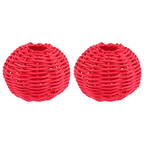 EXHUMKY 2 Stück Rattan Hängelampenschirm Geflochtener Lampenschirm für Deckenleuchten Vintage Stil Geeignet für Wohnzimmer Schlafzimmer Restaurant und Hotel Øcm Rustikal Design von EXHUMKY