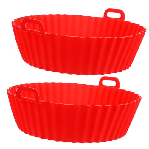 EXHUMKY 2 Stück Silikonliner für Heißluftfritteuse Antihaft Silikon Pots für Gleichmäßige Wärmeverteilung Spülmaschinenfest Hitzebeständig Wiederverwendbar zum Backen und Schutz Ihres Air von EXHUMKY
