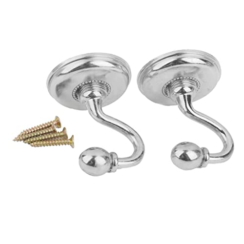 EXHUMKY 2 Stück Vintage Legierung Pommel Vorhang Halter Haken für Wand und Tür Silberne Kleider und Hutbügel mit Einfachem Montagezubehör für Dekorative Anwendungen von EXHUMKY
