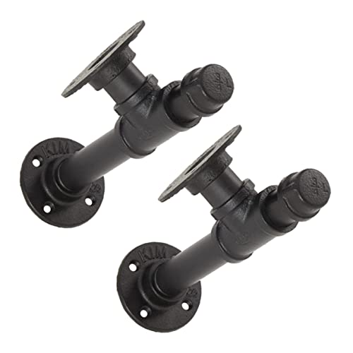 EXHUMKY 2 Stück Wandmontierte Rohrregalhalterungen Vintage Industrielle für Schlafzimmer Robuste DIY Regalträger für Rustikale Holzplatten von EXHUMKY