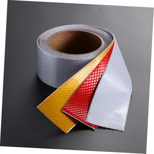 EXHUMKY 3 Rollen Selbstklebendes Reflektorband Breit Warnband Absperrband Sicherheitsband in Rot Gelb Silber für Baustellen und Verkehrssicherung von EXHUMKY