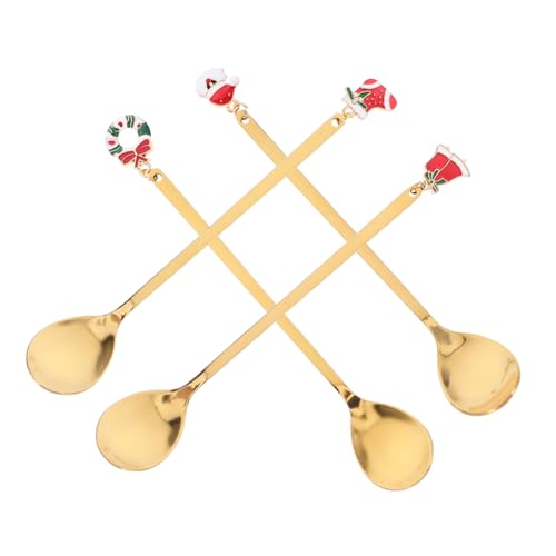 EXHUMKY 4 Stück Teiliges Weihnachtslöffel mit Goldfarbenen Weihnachtsanhängern Kleine Dessertlöffel für Kaffee Kuchen Vielseitig Robust und Leicht für Festtage und Partys EXHUMKY 4 Stück Teiliges Weihnachtslöffel mit Goldfarbenen Weihnachtsanhängern Kleine Dessertlöffel für Kaffee Kuchen Vielseitig Robust und Leicht für Festtage und Partys von EXHUMKY