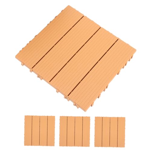 EXHUMKY 4 Stück Wasserdichte Outdoor Bodenfliesen Langlebige Kunststoff Interlocking Deck Tiles Wetterfeste Terrasse Balkon Dekor Einfache DIY Verlegung Rutschfest und Strapazierfähig von EXHUMKY