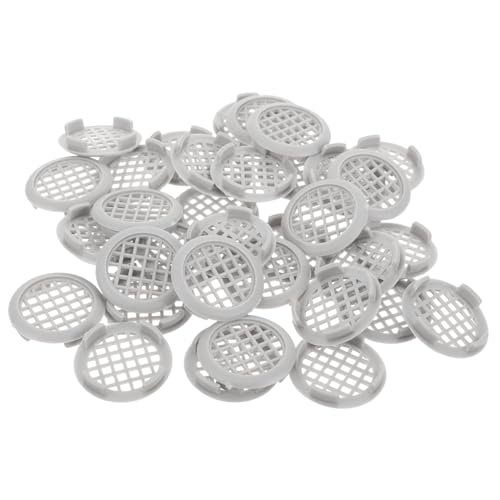 EXHUMKY 50 Stück Runde Soffit Vent Abdeckungen Mesh Lüftungsgitter für Schrank Bad und Küche Einfach zu Installierende Unterbau lüftung Dekorativer Luftauslass für Möbel und Schuhschrank von EXHUMKY