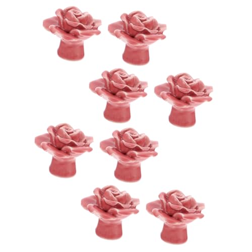 EXHUMKY 8 Stück Teiliges Keramik Rosenknauf Vintage Schrankgriffe mit Schrauben Rosa Blumengriff für Kommode Kleiderschrank Langlebig Einfach zu Montieren Dekorativ von EXHUMKY