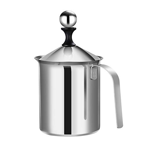 EXHUMKY 800Cc Handgemachter Milchschäumer mit Doppel Mesh Milchschaumhersteller für Kaffee und Haushaltsgebrauch Hitzebeständig Hochwertigem Material von EXHUMKY