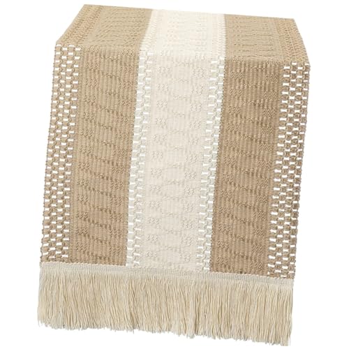 EXHUMKY Baumwoll Leinen Tischdecke mit Quasten Zarter Zweifarbiger Festlicher Dekoration Geeignet für Hochzeiten Partys Bankette Vielseitig für Rechteckige Runde Tische von EXHUMKY