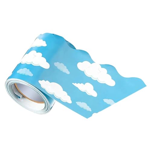 EXHUMKY Blaue Wolken Muster Bulletin Board Border Aufkleber Selbstklebende Dekorationsstreifen für Schule Kindergarten DIY Projekte von EXHUMKY