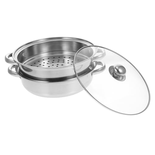 EXHUMKY Doppelter Dampfgarer Topf aus Dicker Multifunktionaler Kochtopf für Zuhause zum Dämpfen von Brötchen Reis Fisch und Leicht zu Reinigen und Langlebig von EXHUMKY